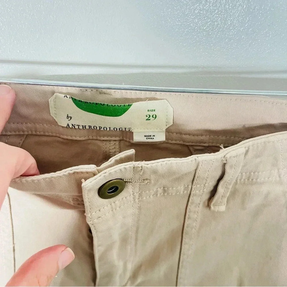 NEW Anthropologie Cropped Utility Khaki Pants Neutral Contemporary Modest Office - Picture 7 of 8